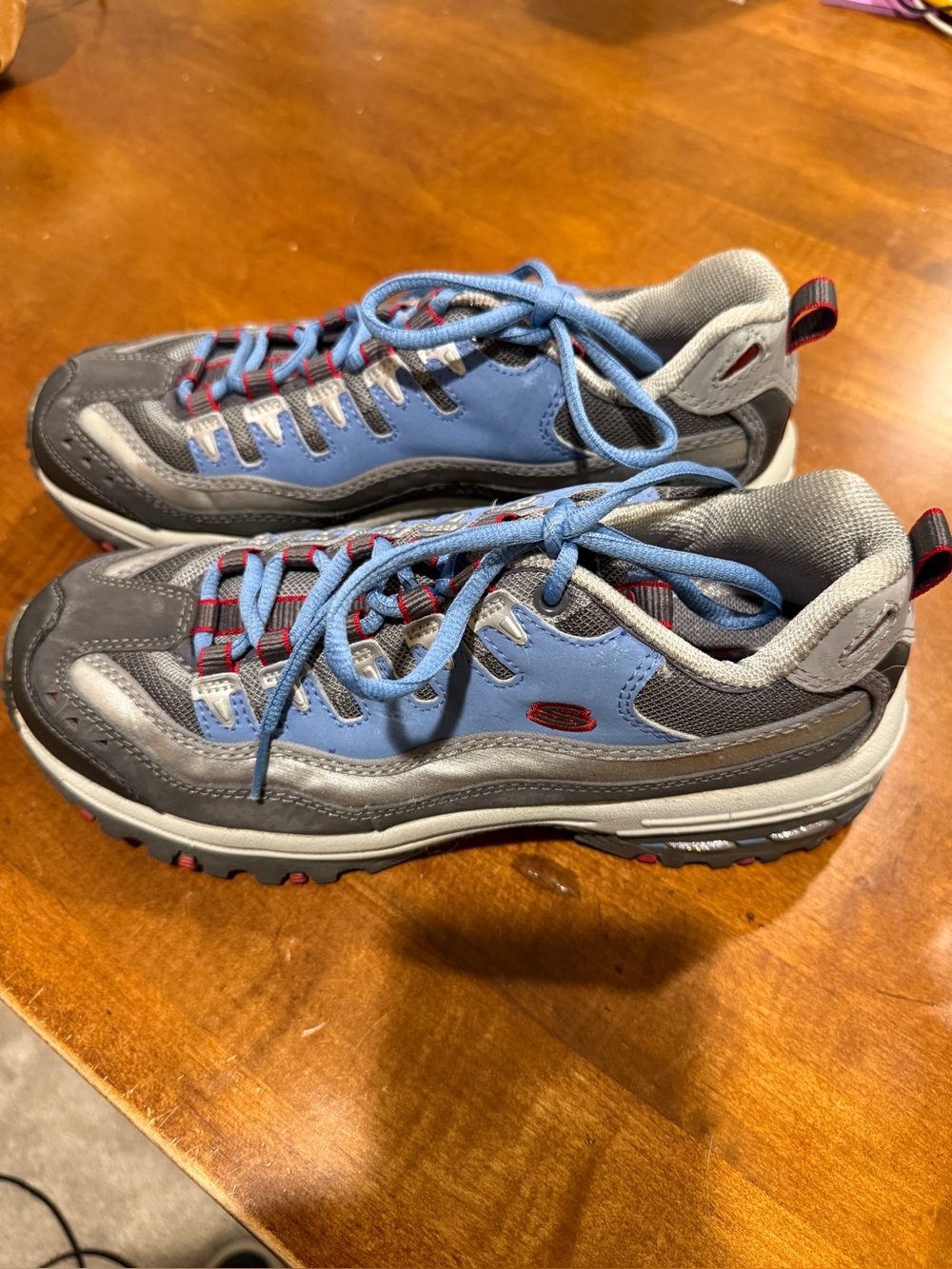 Vintage Women’s Skechers Light Blue and Gray Lace-Up Trail Sneakers